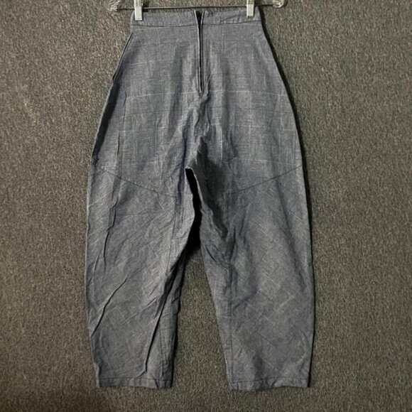 Alpha60 Women's Size XXS Blue High Rise Straight Leg Cropped Lagenlook Pants - Picture 2 of 10